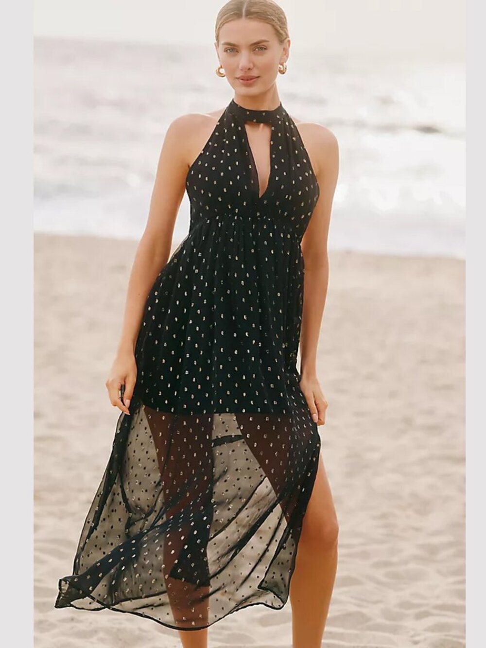 Anthropologie Celandine Beach Disco Plunging Maxi Dress, size S, NWT